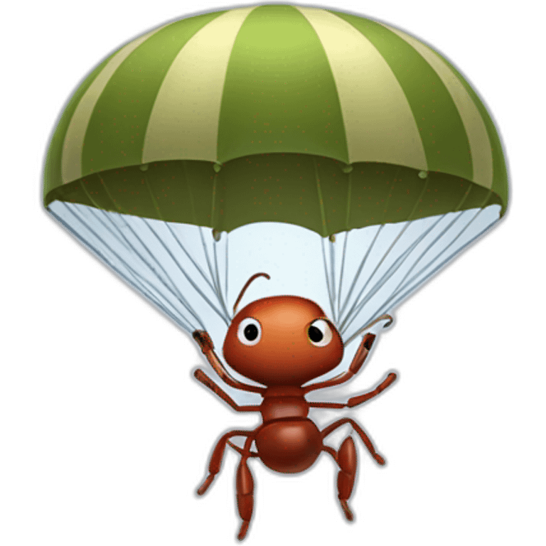 Pixar style Parachuting military ant emoji