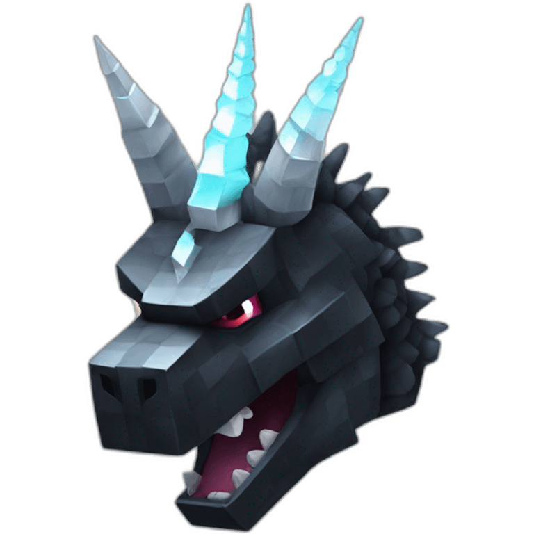 Minecraft Black Godzilla Head With Diamond Unicorn Horn and Lazer Eyes emoji