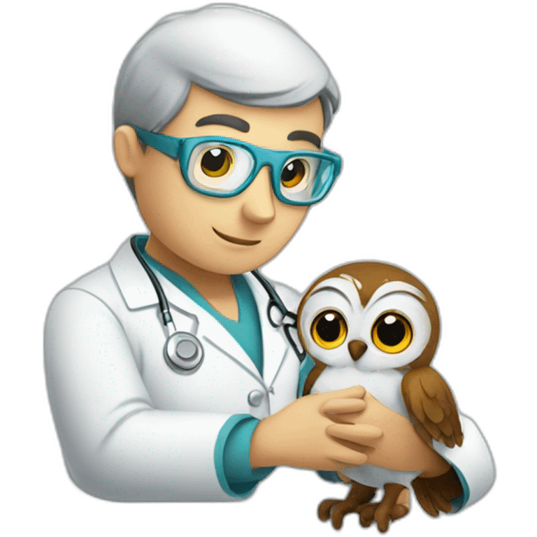 scientist-hugging-an-owl-in-hospital emoji