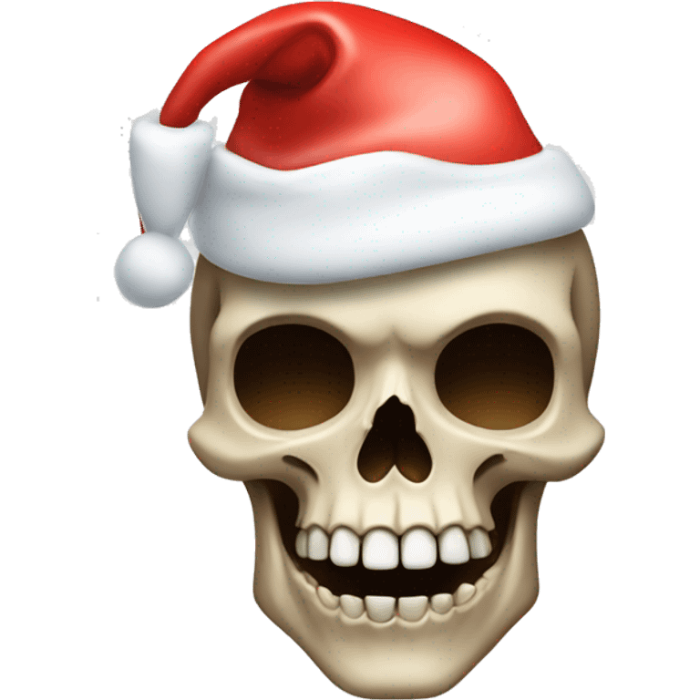 Modern skull with Christmas hat emoji