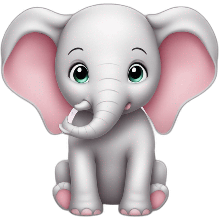 baby pink cartoon angel elephant emoji