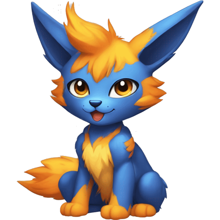 Anthro-Edgy-Cool-Blue-Orange-Yellow-Contrast-Colors-Fantasy-Fur-Sona-Chibi-Shiny-Fakémon-Hybrid full body emoji