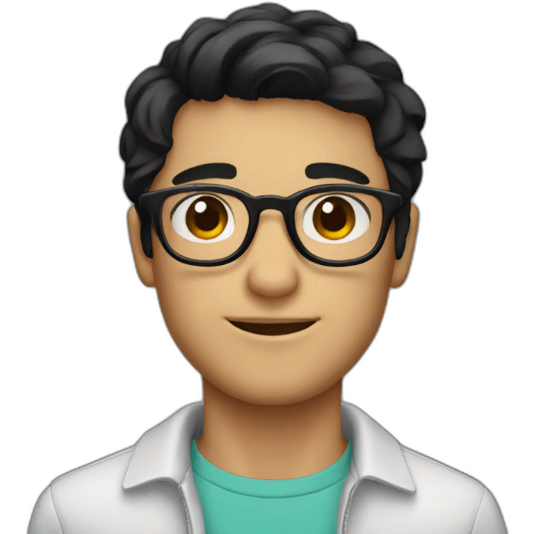 cute italian guy with black hair and glasses emoji