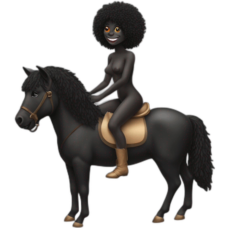 Female Naturist gollywog on a horse emoji