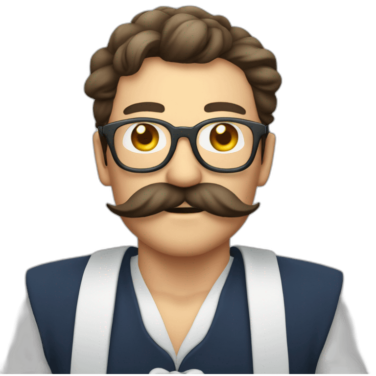 glasses and mustache man searing sailor Sarturn costume emoji