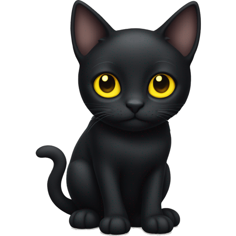 black cat with yellow eyes and dilated pupils emoji