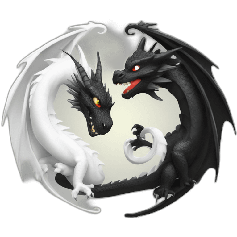 black dragon and white dragon forming a yin yang emoji