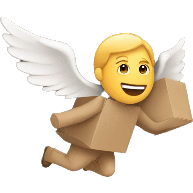 A person flying with cardboard wings emoji