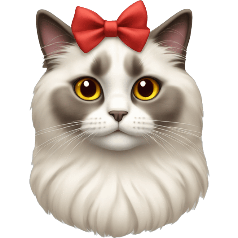 ragdoll cat wearing a red bow  emoji