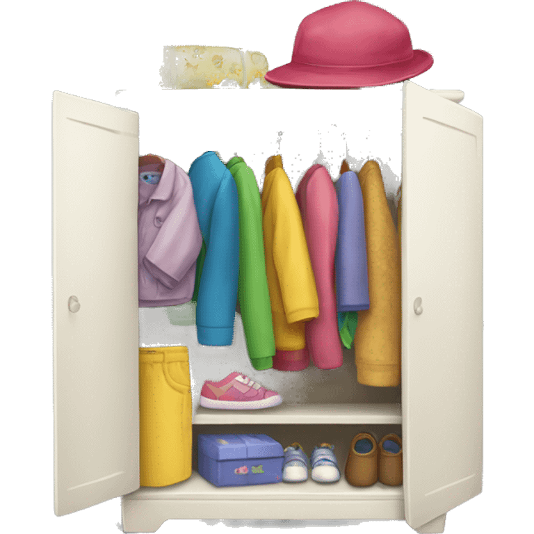 wardrobe with children's things emoji