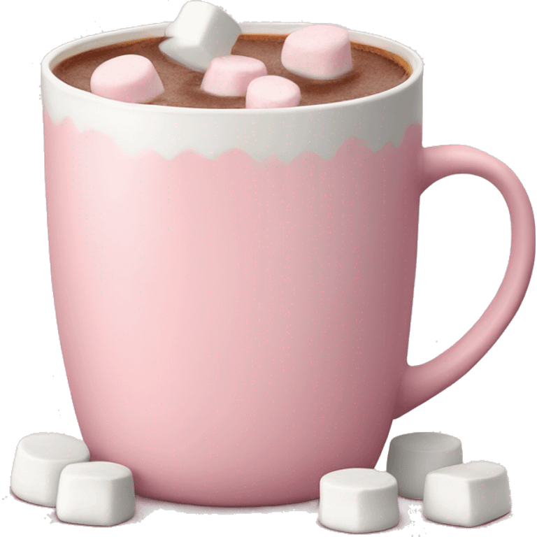 Light Pink mug of hot chocolate with marshmallows  emoji