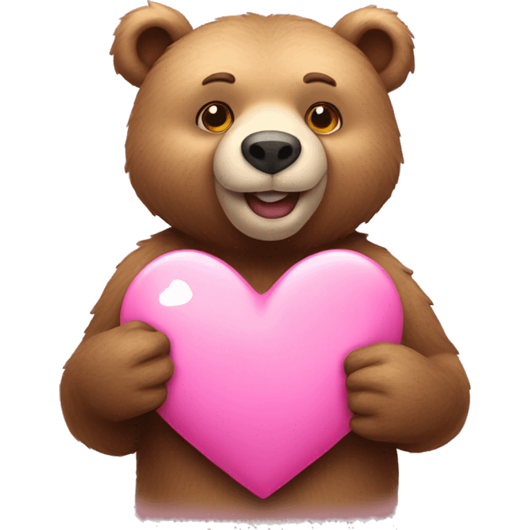 bear take a pink heart emoji