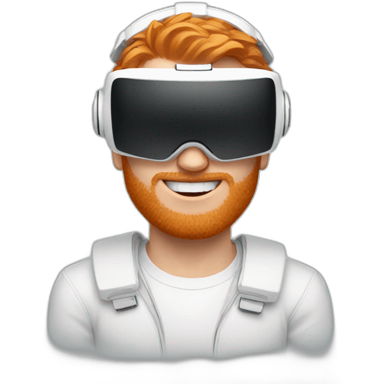 Ginger guy wearing white VR headset emoji