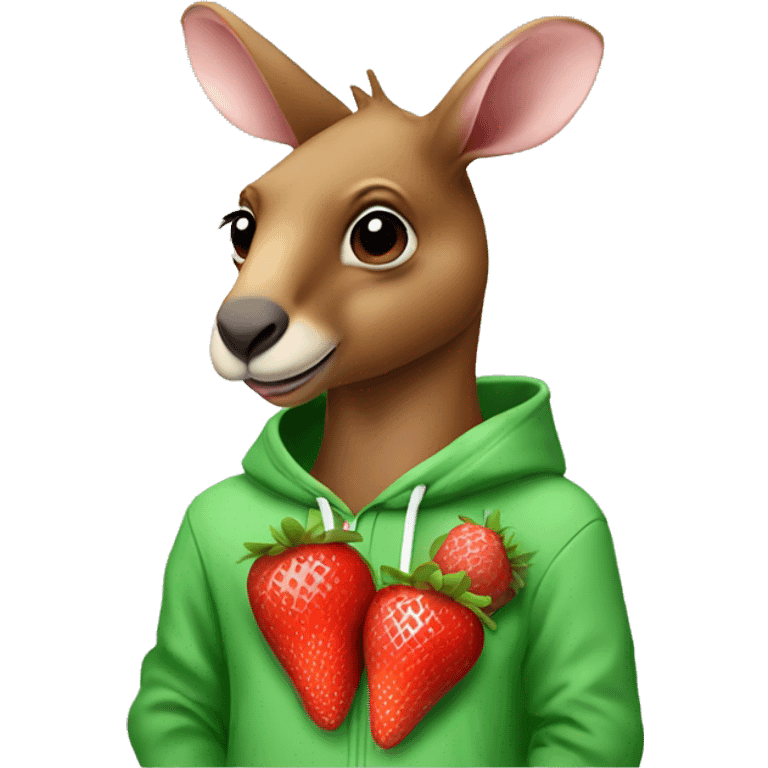  kangaroo red wearing hoodie eating strawberries  emoji