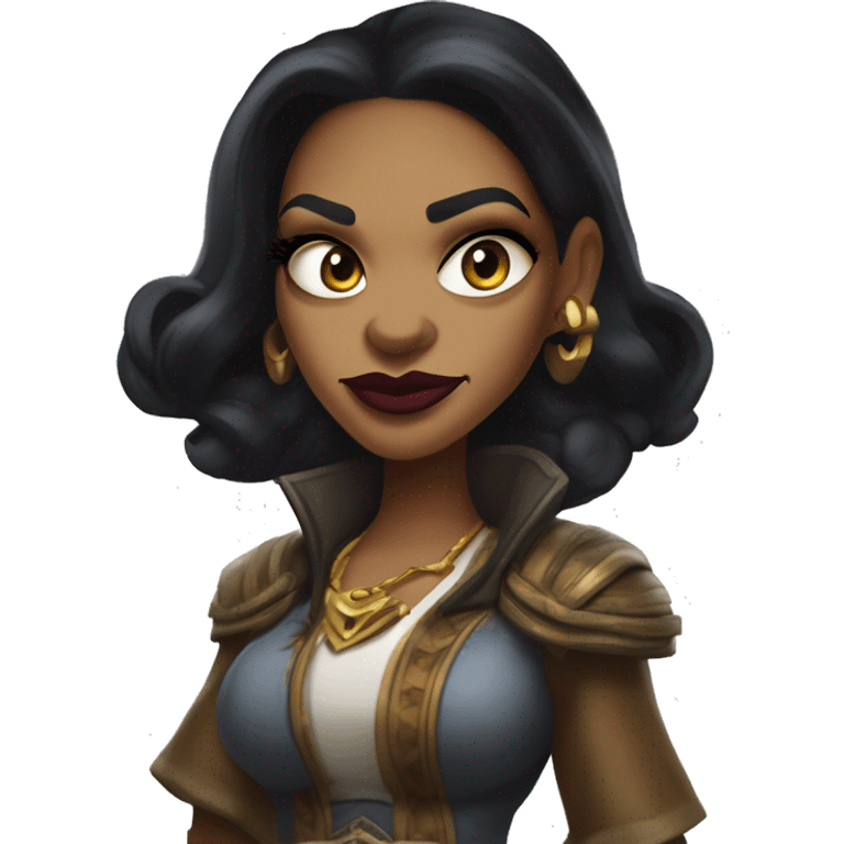  Warcraft Rihanna expedition leader in Uncle Scrooge style, mysterious eyes, intricate lips, masterpiece pose emoji