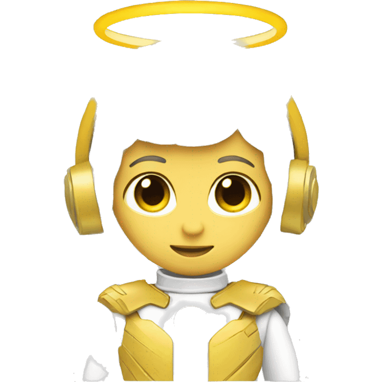 White and yellow angel with gear halo emoji