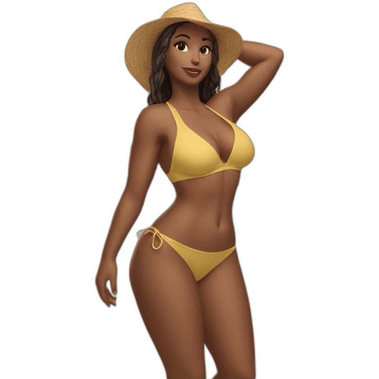 Slim-thicc Caucasian woman bikini pose (beach body) emoji