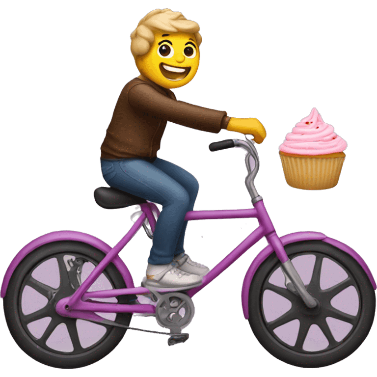 Cupcake riding a bike emoji