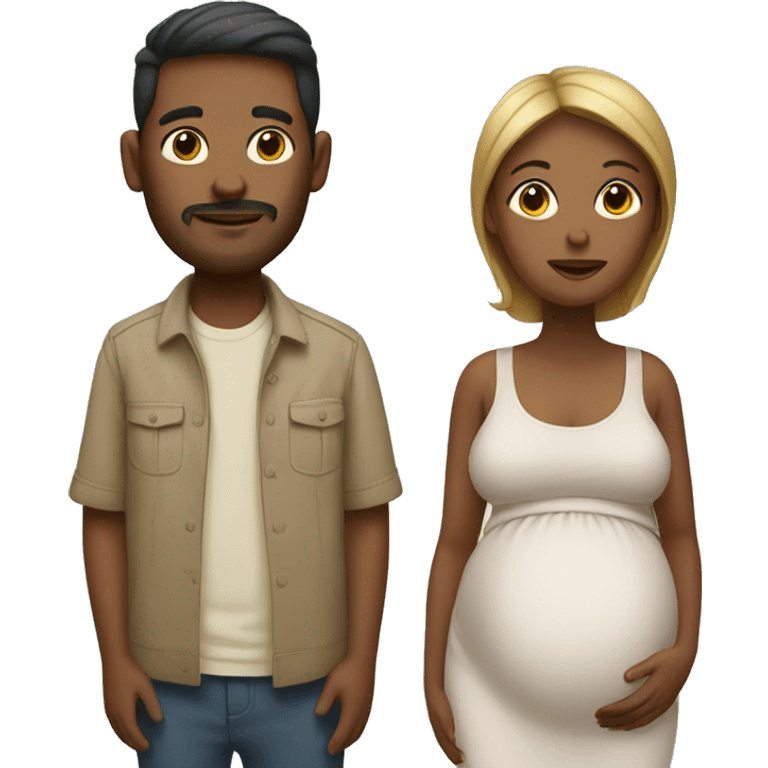 Two men one pregnant woman with twins emoji