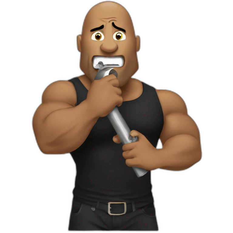 the rock eating a metal pipe emoji