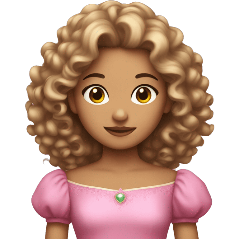 Princess with curly hair with pink dres emoji