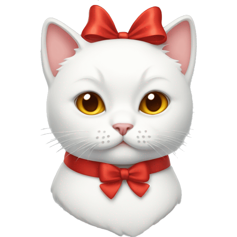 white cat with red bow emoji