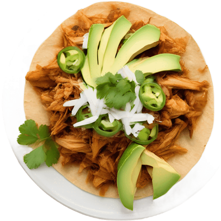 Chicken tinga tostadas on a white plate emoji