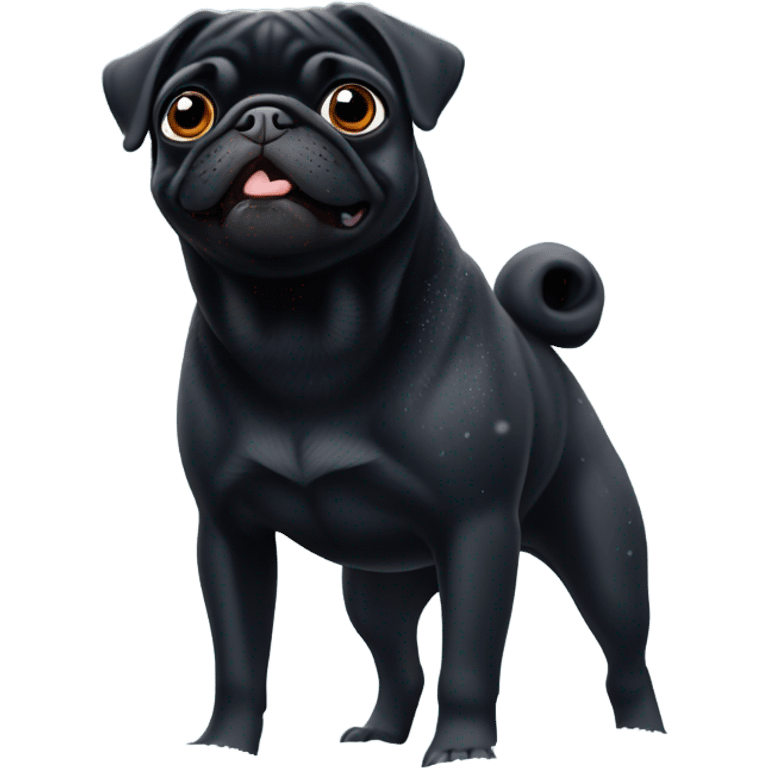 black pug in snow emoji