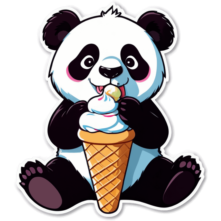 Panda eating ice cream emoji