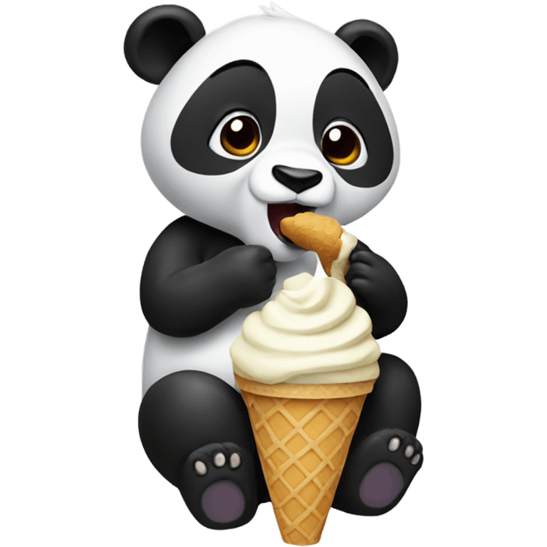 Panda eating ice cream emoji