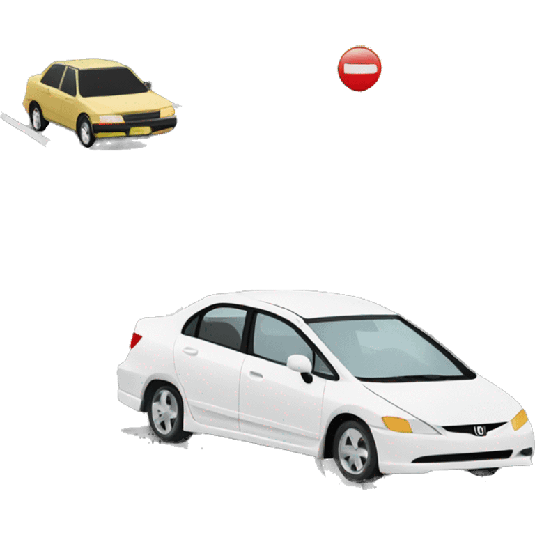 Crashed honda civic car on the road  emoji