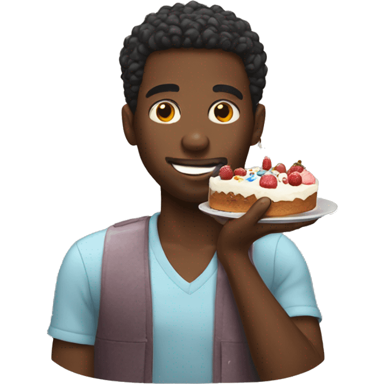 black dude eating cake emoji