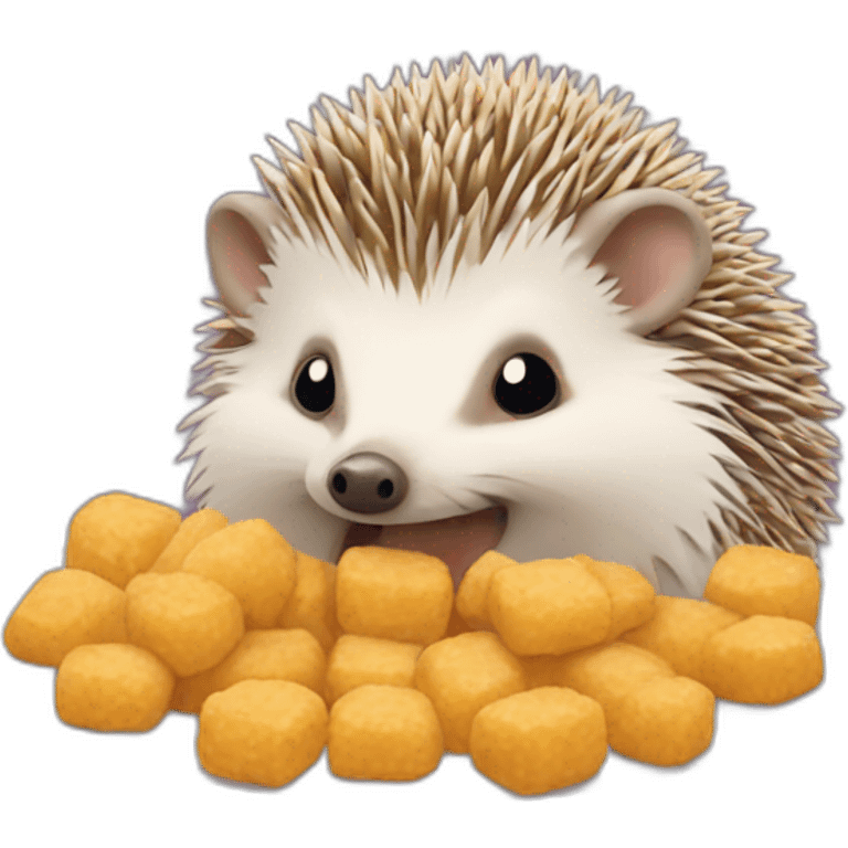 Hedgehog eating nuggets emoji