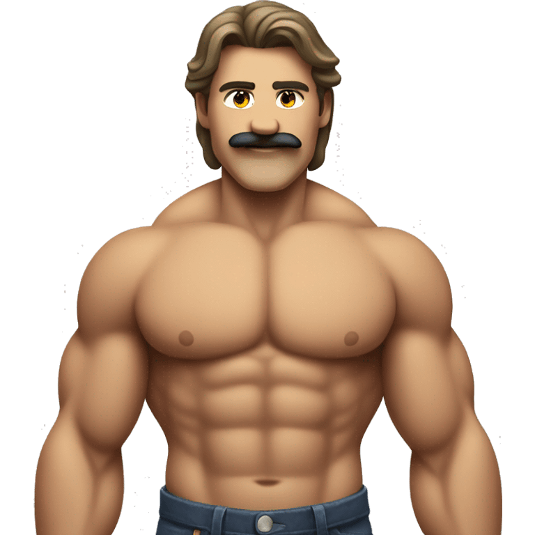 a flexing muscular man with a mustache and a mullet emoji