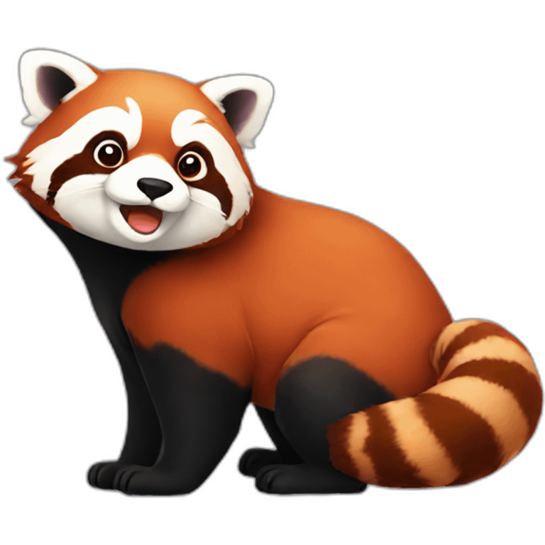 Fat red panda eatinf emoji