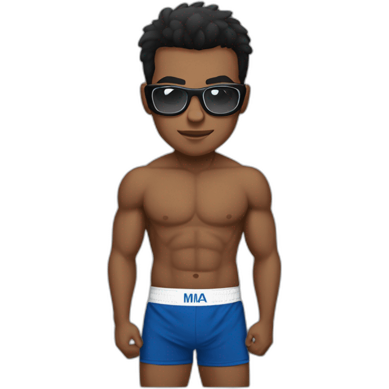 Boy Sri lankan MMA fighter with glases black and lisse hairwhit a boxer potition emoji