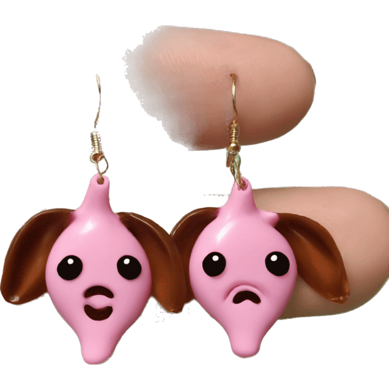 cherry earrings in pig ears emoji