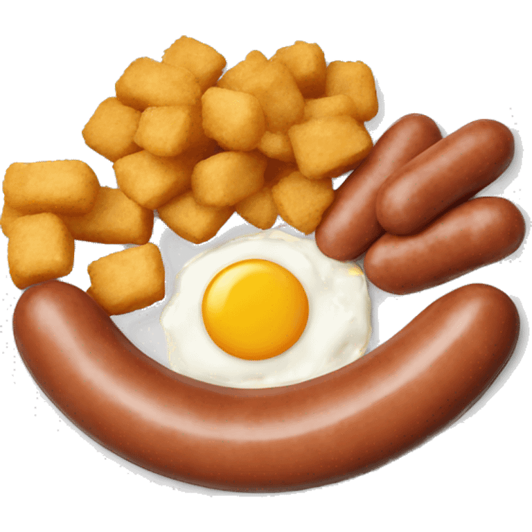 A plate with sausages, nuggets and egg fried emoji