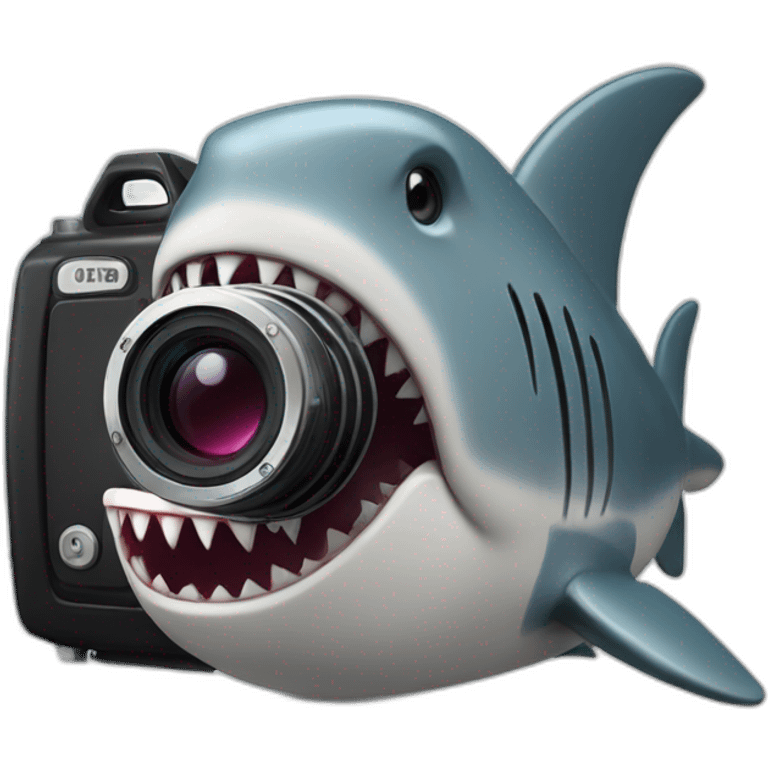 Camera with big shark emoji