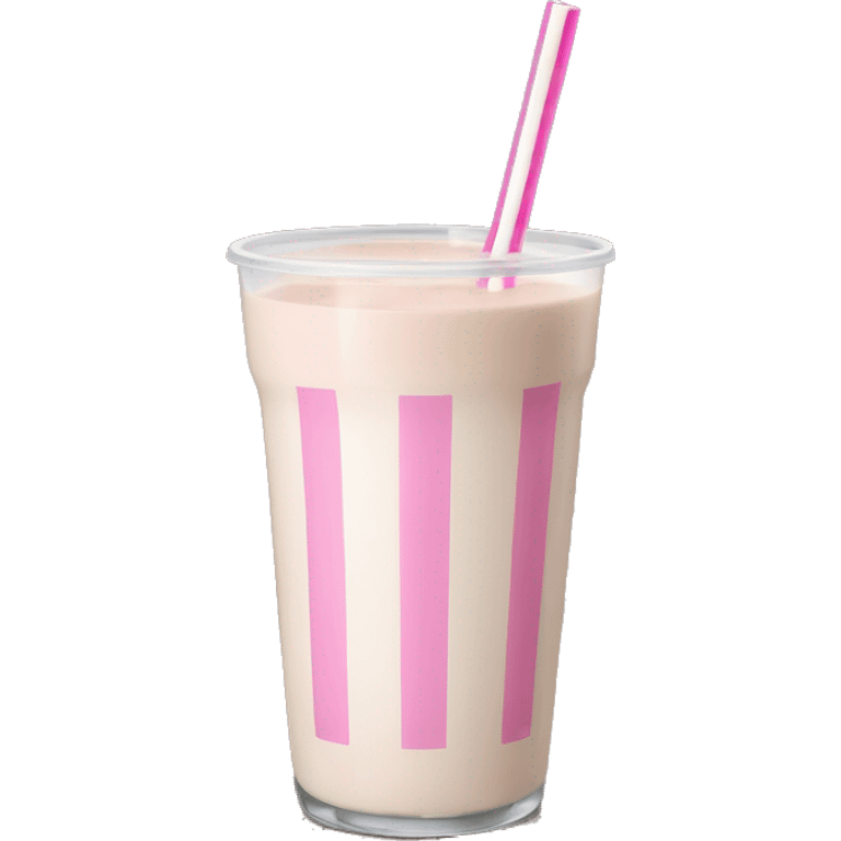 Chocolate milk with a pink and white striped straw  emoji