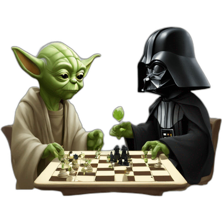 Master yoda y dark vader jugando ajedrez emoji