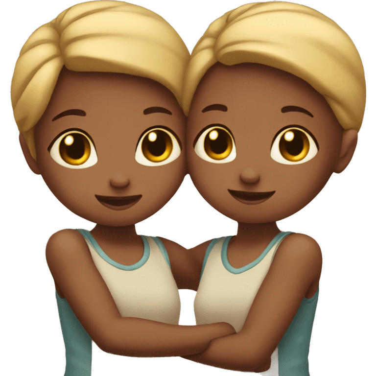 Two girls shows heart with trait hands (arms) emoji