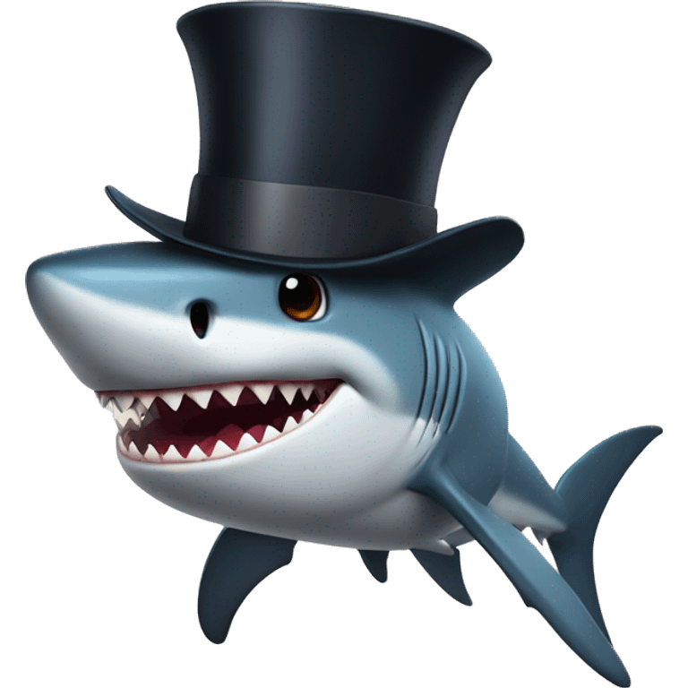 Shark with a top hat emoji