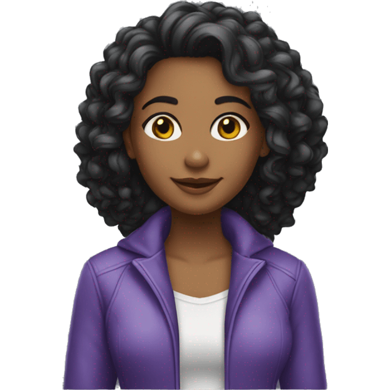 Menina do cabelo cacheado preto  emoji