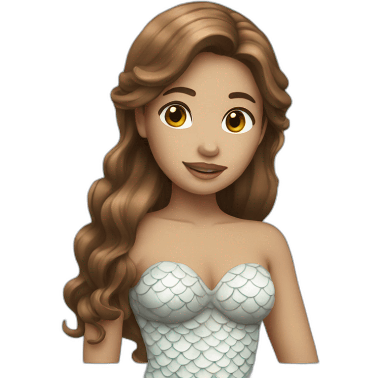 Brown-hair-white-mermaid emoji