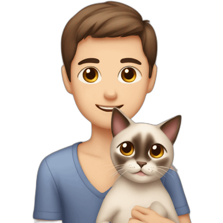 boy brown eyes hug siamese cat emoji