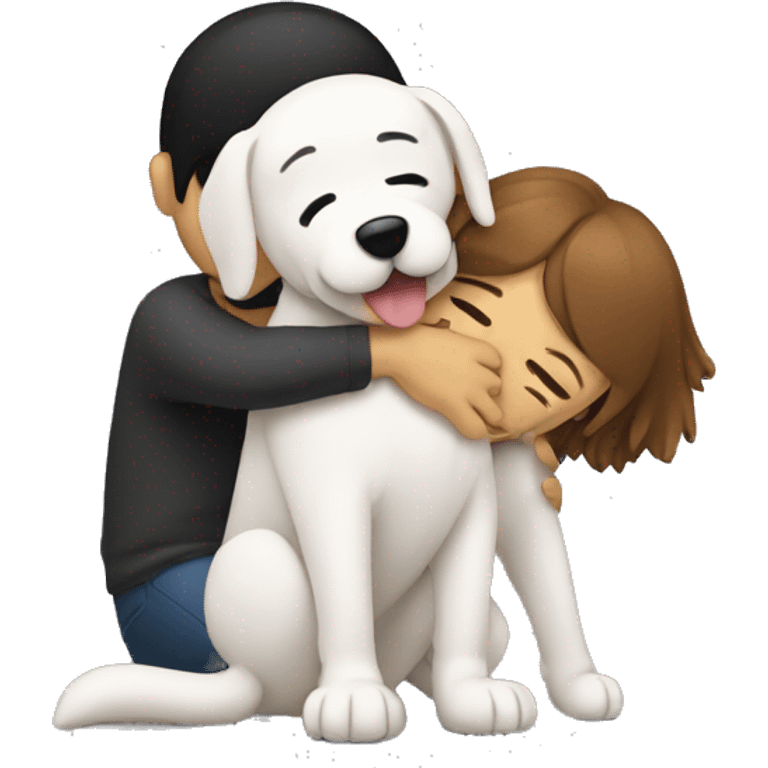 Person hugging dog emoji