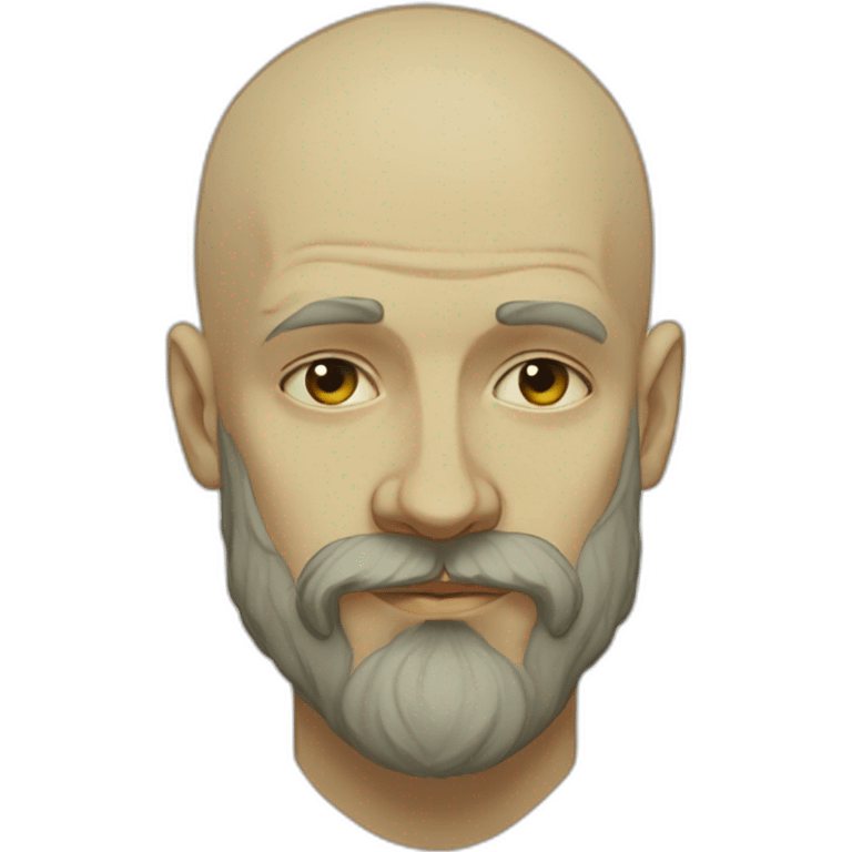 Bald young man with beard alphonse mucha emoji