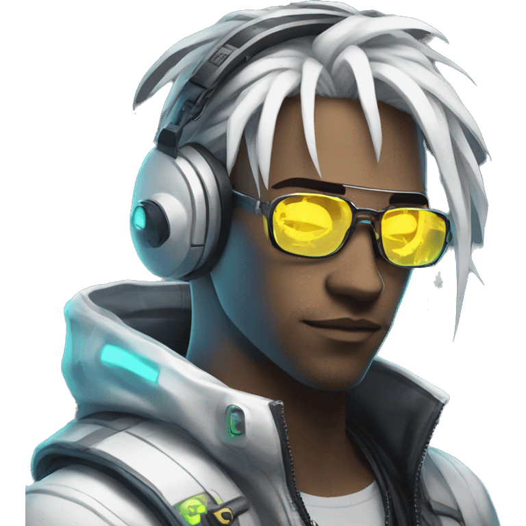 Anime gamer white guy cyberpunk neon  emoji