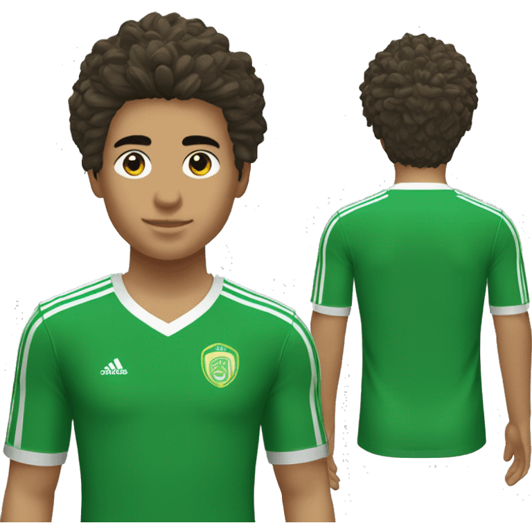 Jugador de 18 años de fútbol con camiseta verde Adidas con pelo castaño  emoji